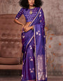 Marvellous Purple Banarasi Satin Silk Saree With Refreshing Blouse