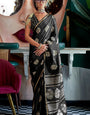 Twirling Black Banarasi Satin Silk Saree With Ideal Blouse