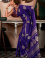 Dalliance Purple Banarasi Satin Silk Saree With Ephemeral Blouse