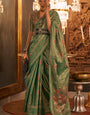 Gleaming Green Soft Banarasi Silk Saree With Sensational Blouse Piece