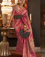 Arresting Dark Pink Soft Banarasi Silk Saree With Hypnotic Blouse Piece