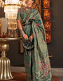 Adorable Rama Soft Banarasi Silk Saree With Delightful Blouse Piece