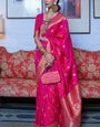 Moiety Magenta Banarasi Silk Saree With Evanescent Blouse Piece