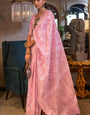 Designer Pink Cotton Silk Saree With Engrossing Blouse Piece