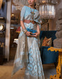 Opulent Sky Cotton Silk Saree With Arresting Blouse Piece