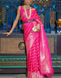 Diaphanous Dark Pink Soft Banarasi Silk Saree With Palimpsest Blouse Piece