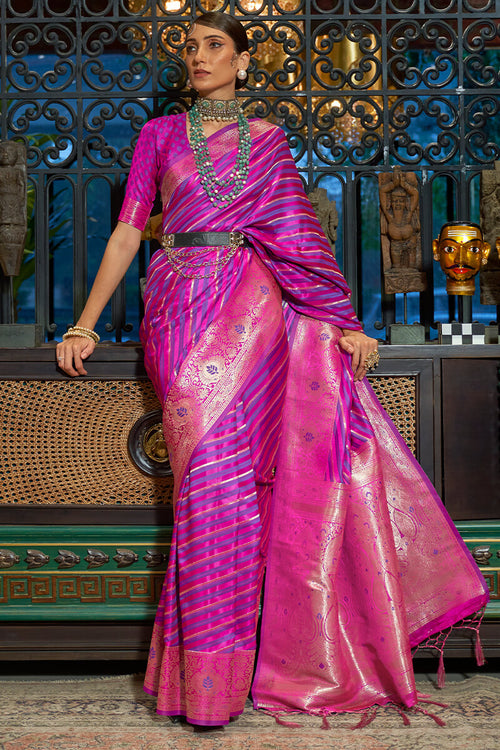 Load image into Gallery viewer, Pleasurable Purple Soft Banarasi Silk Saree With Snappy Blouse Piece
