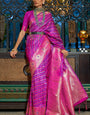Pleasurable Purple Soft Banarasi Silk Saree With Snappy Blouse Piece