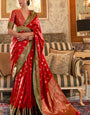 Surreptitious Red Soft Banarasi Silk Saree With Amiable Blouse Piece