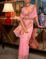 Seraglio Pink Organza Silk Saree With Gratifying Blouse Piece