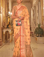 Breathtaking Orange Soft Banarasi Silk Saree With Breathtaking Blouse Piece