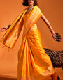 Excellent Yellow Soft Banarasi Silk Saree With Allure Blouse Piece