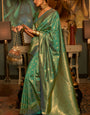 Desirable Green Kanjivaram Silk Saree With Fairytale Blouse Piece