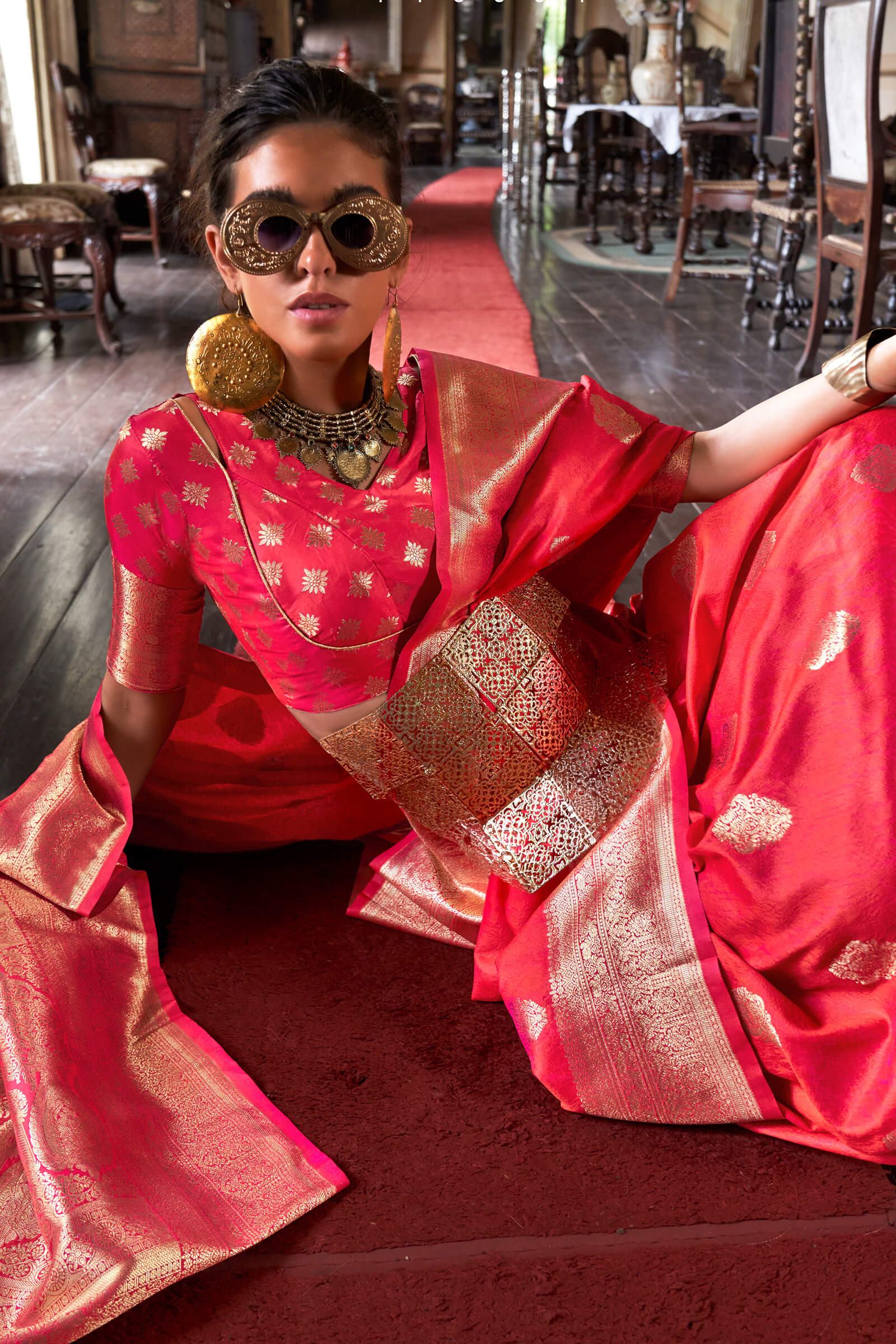 Glittering Dark Pink Soft Banarasi Silk Saree With Elision Blouse Piece