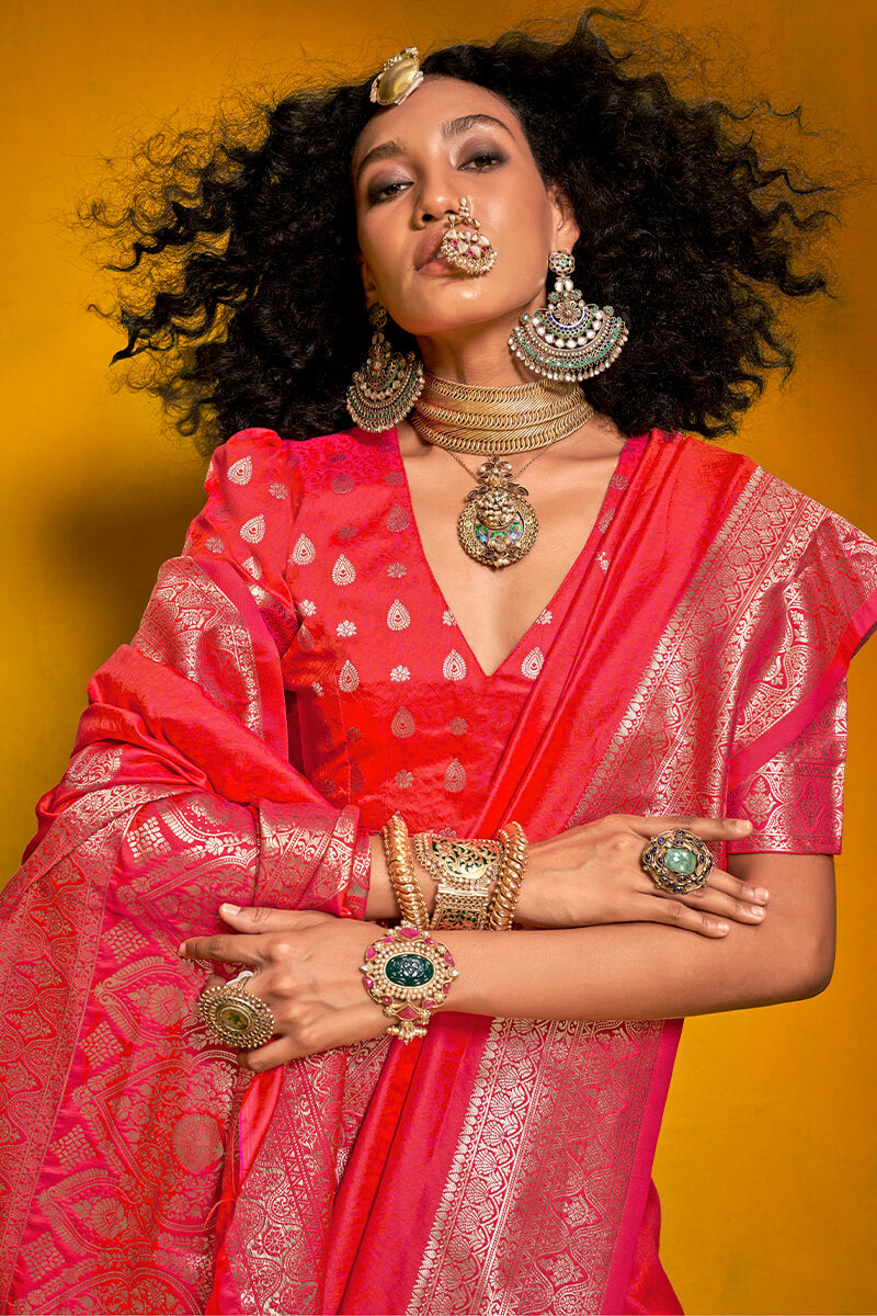 Devastating Dark Pink Soft Banarasi Silk Saree With Scrumptious Blouse Piece