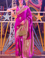 Prominent Magenta Soft Banarasi Silk Saree With Desirable Blouse Piece