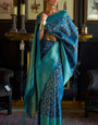 Sumptuous Blue Kanjivaram Silk Saree With Profuse Blouse Piece