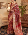 Exuberant Maroon Pashmina saree With Ratatouille Blouse Piece