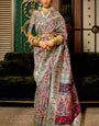 Exuberant Grey Pashmina saree With Ratatouille Blouse Piece