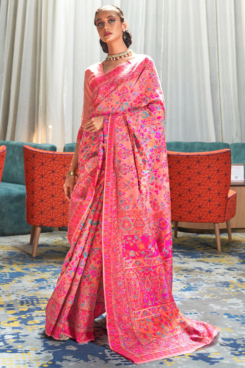 Load image into Gallery viewer, Flattering Pink Pashmina saree With Adorning Blouse Piece
