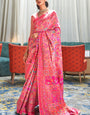 Flattering Pink Pashmina saree With Adorning Blouse Piece