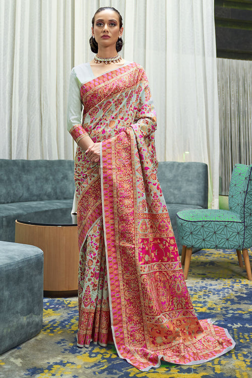 Load image into Gallery viewer, Adorable Beige Pashmina saree With Prettiest Blouse Piece
