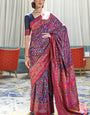 Opulent Navy Blue Pashmina saree With Entrancing Blouse Piece