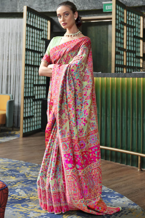 Load image into Gallery viewer, Exquisite Pista Pashmina saree With Beauteous Blouse Piece
