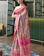 Exquisite Pista Pashmina saree With Beauteous Blouse Piece