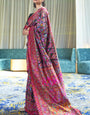 Adoring Black Pashmina saree With Divine Blouse Piece