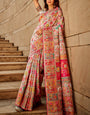 Elegant Beige Pashmina Saree With Adorning Blouse Piece