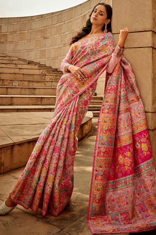 Load image into Gallery viewer, Adorable Pink Pashmina Saree With Exceptional Blouse Piece
