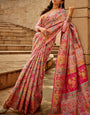 Adorable Pink Pashmina Saree With Exceptional Blouse Piece