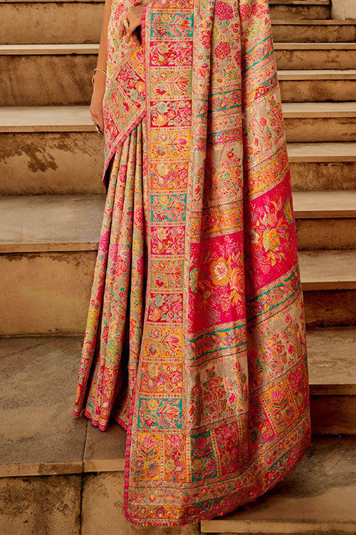 Load image into Gallery viewer, Traditional Dark Beige Pashmina Saree With Dalliance Blouse Piece
