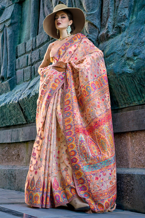 Load image into Gallery viewer, Bucolic Beige Pashmina Saree With Beauteous Blouse Piece
