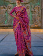 Prettiest Purple Pashmina Saree With Flamboyant Blouse Piece