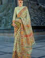 Elegant Pista Pashmina Saree With Capricious Blouse Piece