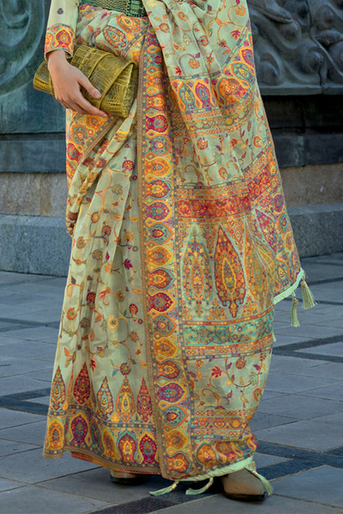 Load image into Gallery viewer, Elegant Pista Pashmina Saree With Capricious Blouse Piece
