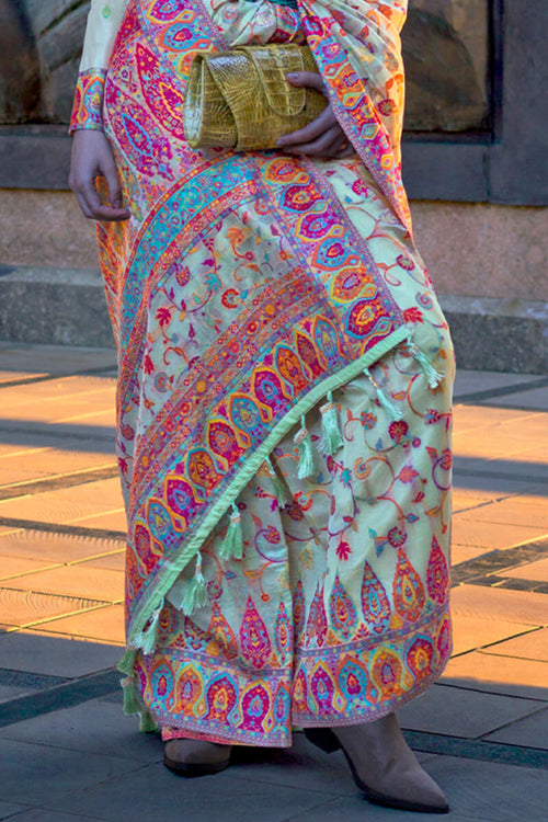 Load image into Gallery viewer, Opulent Sky Pashmina Saree With Preferable Blouse Piece
