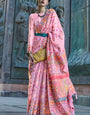 Desuetude Pink Pashmina Saree With Desultory Blouse Piece