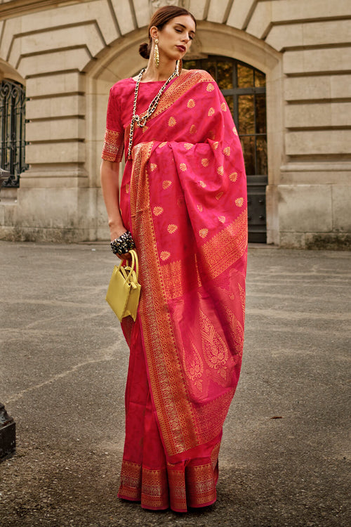 Load image into Gallery viewer, Elegant Dark Pink Soft Banarasi Silk Saree With Pretty Blouse Piece
