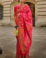 Elegant Dark Pink Soft Banarasi Silk Saree With Pretty Blouse Piece