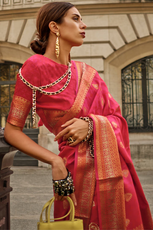 Load image into Gallery viewer, Elegant Dark Pink Soft Banarasi Silk Saree With Pretty Blouse Piece
