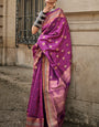 Angelic Purple Soft Banarasi Silk Saree With Conflate Blouse Piece