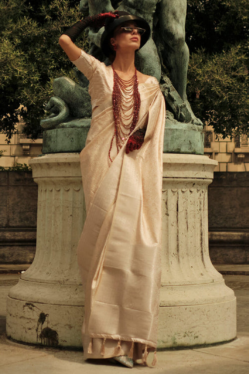 Load image into Gallery viewer, Marvellous Beige Soft Banarasi Silk Saree With Resonant Blouse Piece
