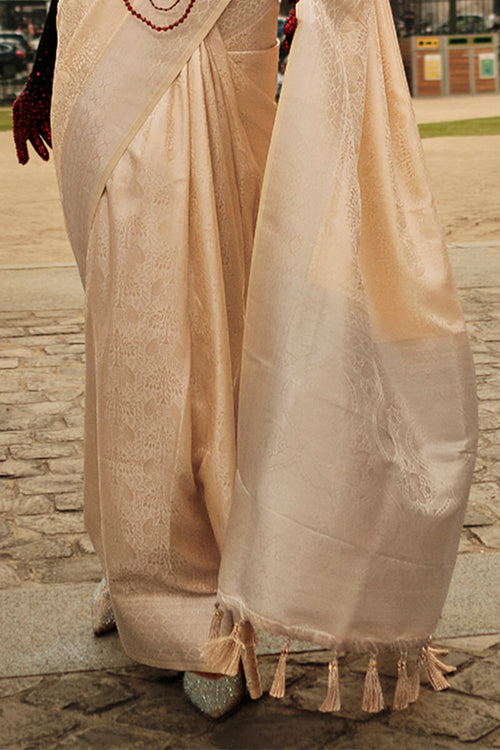 Load image into Gallery viewer, Marvellous Beige Soft Banarasi Silk Saree With Resonant Blouse Piece
