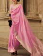 Gratifying Pink Soft Banarasi Silk Saree With Nebula Blouse Piece