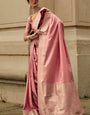 Majesty Pink Soft Banarasi Silk Saree With Rhapsody Blouse Piece