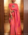 Delightful Pink Kanjivaram Silk Saree With Stunner Blouse Piece