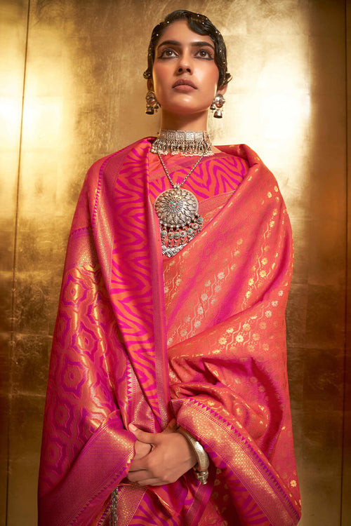 Load image into Gallery viewer, Delightful Pink Kanjivaram Silk Saree With Stunner Blouse Piece
